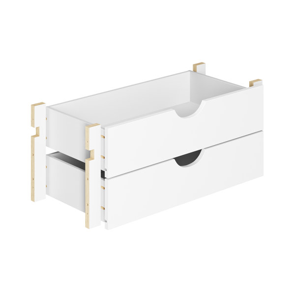 Ebern Designs Chirlin 100 Solid Wood Modular Pantry 2Drawer Storage